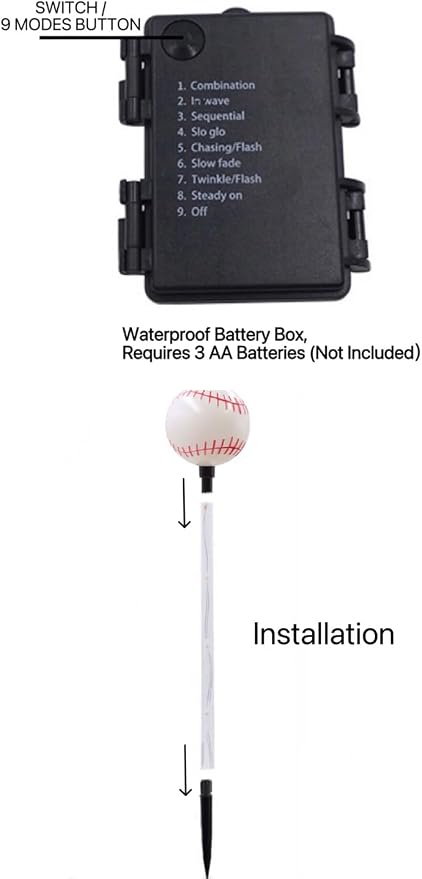 Battery Powered Garden Sports Ball Theme Party Stake Lights Baseball LED - Image 4