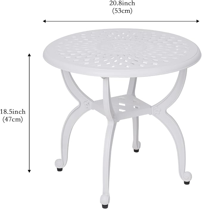 JARDIN DE CENTENNIAL Cast Aluminum Outdoor Side Table, Anti-Rust Outdoor End - Image 3
