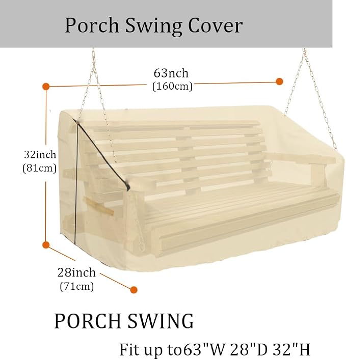 Porch Swing Cover 63 Inch Water-Resistant 600D Oxford Hanging Outdoor Swing - Image 2