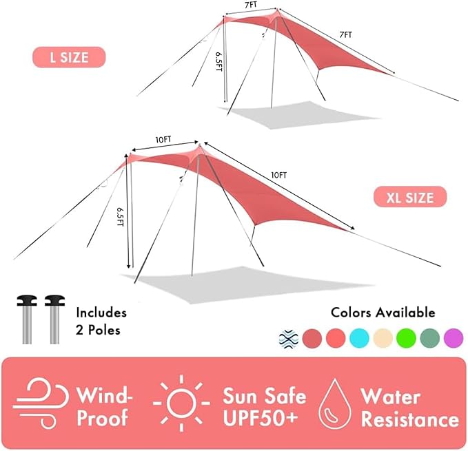 Beach Canopy Windproof Design, Sun Shelter UPF50+ Portable Family Tent - Image 3