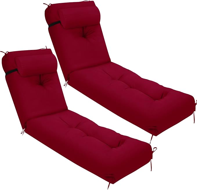 Wenqik Set of 2 Outdoor Chaise Lounge Cushions 76 x 22 x 6 Inch Waterproof by Wenqik