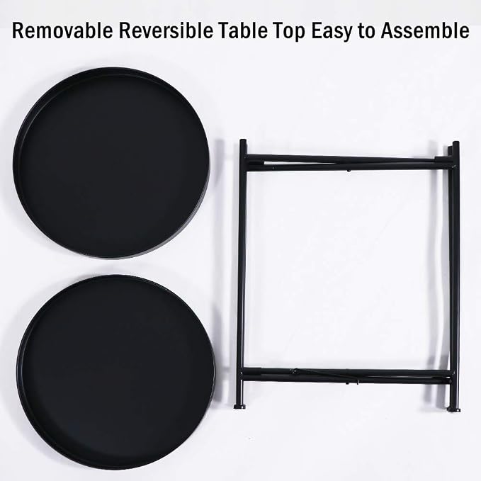 Tiita Round End Table Mental 2-Tier Side Table Nightstand/Small Iron Tables - Image 9
