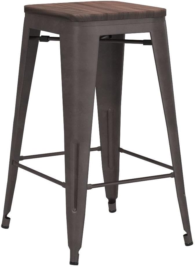 Andeworld Bar Stools Set of 4 Stackable Metal Bar Stools Industrial Counter - Image 5