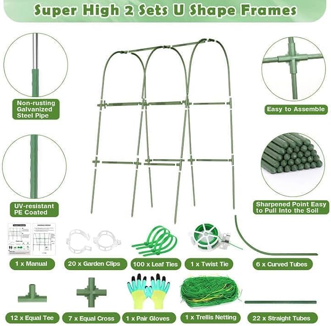 Cucumber Trellis for Raised Bed, Metal Garden Arch Trellis for Outdoor Climbing - Image 2