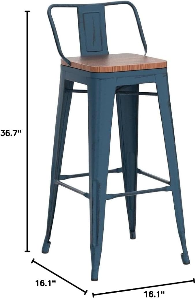 Andeworld Bar Stools Set of 4 Bar Height Stools Industrial Metal Barstools - Image 2