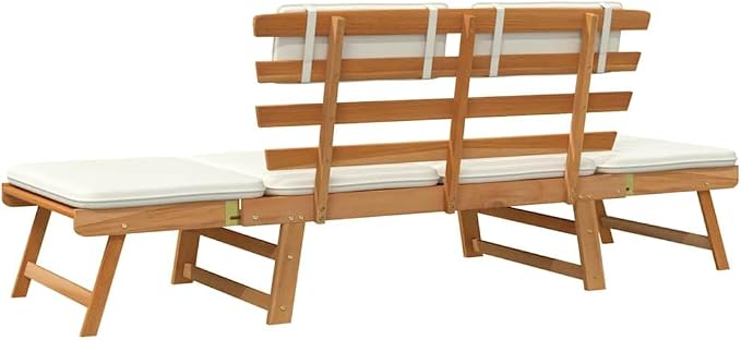 vidaXL Solid Wood Garden Bench Day Sofa Bed w/Cushions Outdoor Patio Garden - Image 9
