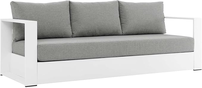 Modway Tahoe Aluminum Outdoor Patio Sofa in White Gray by Modway