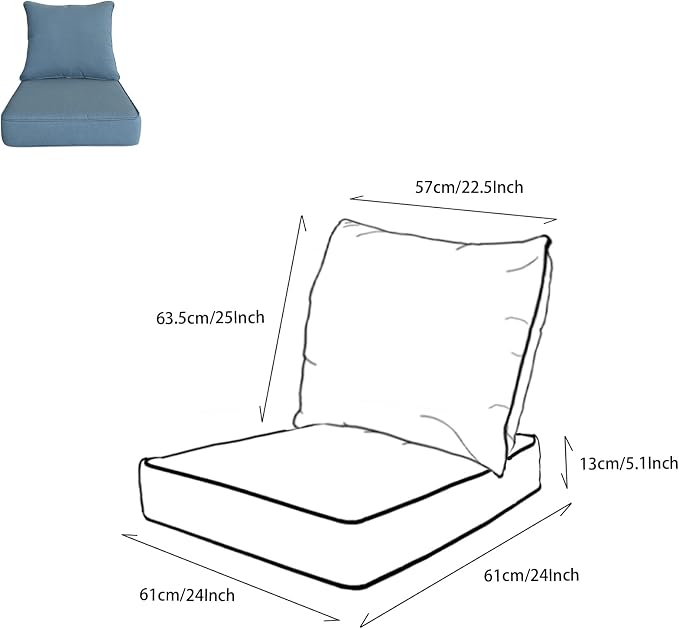 Goodgoods 24x24 inch Outdoor/Indoor Deep Seat Patio Cushion Set of 1 Resilient - Image 2