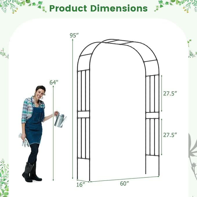 LDAILY Moccha Garden Arch Arbor Trellis, Spiral Rods Design, Outdoor Archway - Image 6