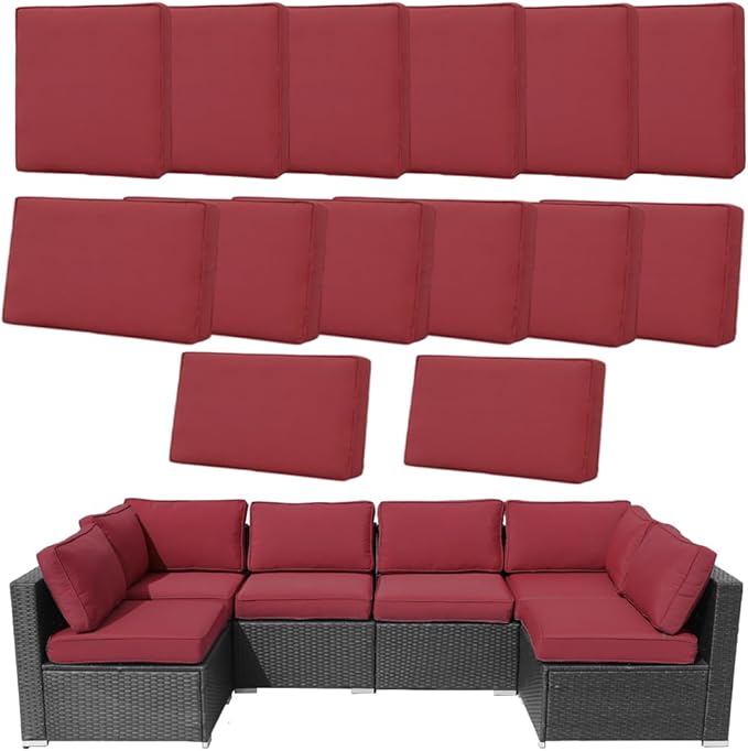 14Pcs Outdoor Cushion Covers Replacement Washable w/Zipper by Frxeyaliz