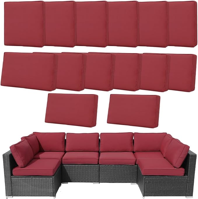 14Pcs Outdoor Cushion Covers Replacement Washable w/Zipper by Frxeyaliz