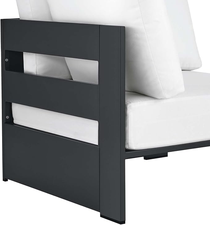Modway Tahoe Aluminum Outdoor Sectional Corner Chair in Gray White - Image 6