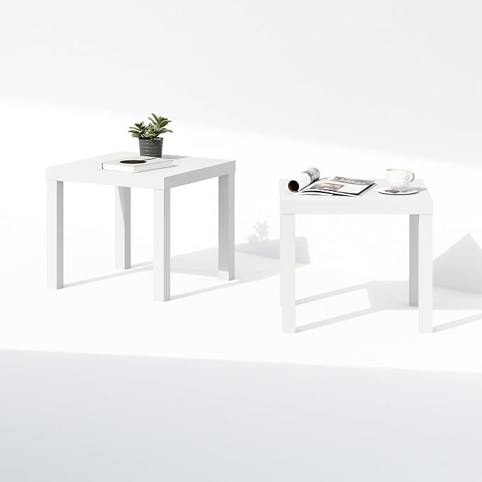 Furinno Classic Coffee Table Set of 2, Square Modern Coffee Table - Image 6