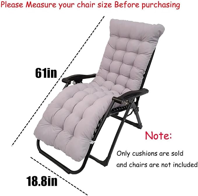 Patio Chaise Lounger Cushion, 61in Lounge Chair Recliners Chair Cushions - Image 3