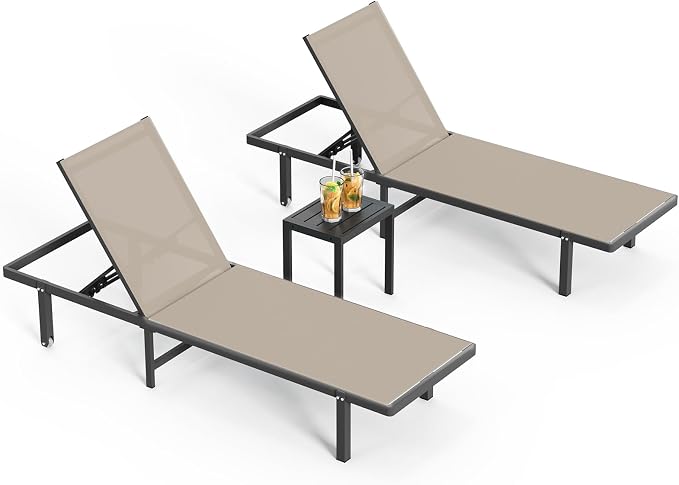 Pool Lounge Chairs Set of 3，Outdoor Lounge Chairs - Image 8