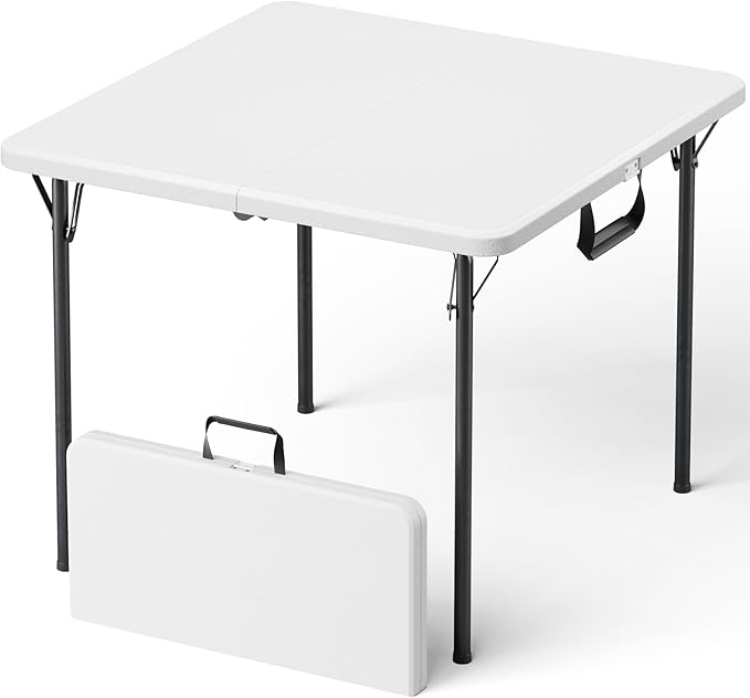 36 Inch Folding Card Table, Fold-in-Half Square Portable Table by FoldingFurniture