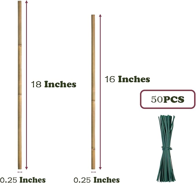 50PCS Plant Stakes, 16 Inch Natural Bamboo Stakes, Garden Stakes - Image 2