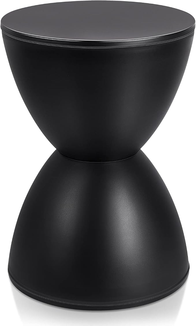 Leinuosen 16.73" H x 11.81" W Small Plastic Black Drum Side Table Plastic by Leinuosen