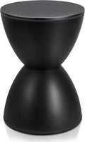 Leinuosen 16.73" H x 11.81" W Small Plastic Black Drum Side Table Plastic by Leinuosen