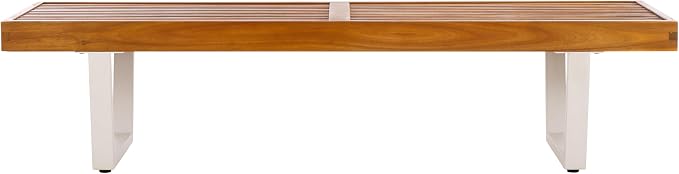 SAFAVIEH Outdoor Patio Furniture Heather Natural Brown Solid Wood & White Legs by SAFAVIEH