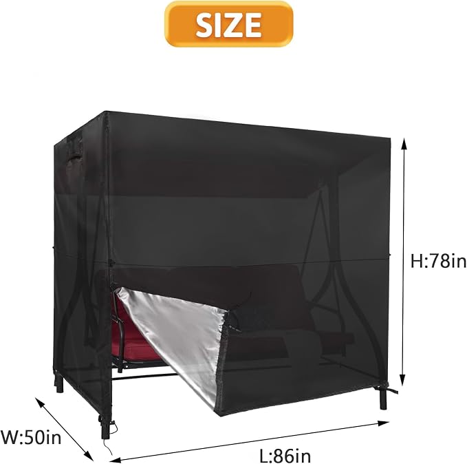 Kasla Swing Cover, Waterproof, Fits Outdoor Patio Swing 3 Seater & Backyard - Image 2