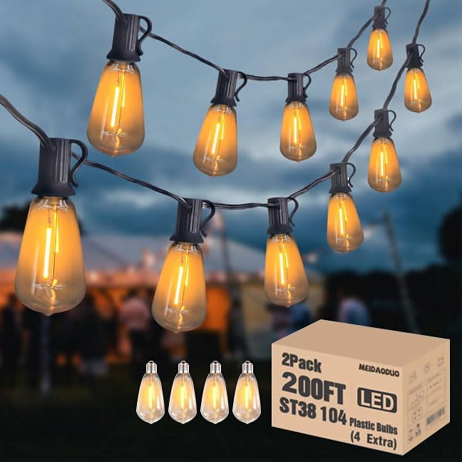 200FT Outdoor Edison String Lights by Meidaoduo
