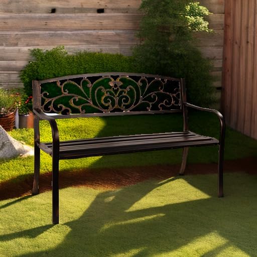 Best Choice Products Outdoor Bench Steel Garden Patio Porch Furniture - Image 2