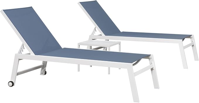 PURPLE LEAF Oversize Chaise Lounge Chair Outdoor 2 Pieces White Aluminum Lounge - Image 9