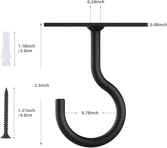 Ceiling Hooks for Hanging Plants 20Pcs Black - Image 2