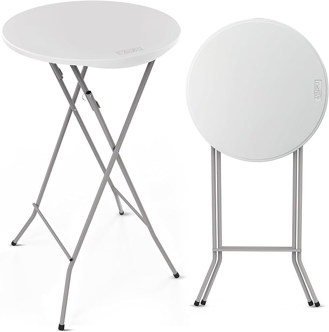 VINGLI 24" Plastic Folding Round Table Bar Height, HDPE Matrial by VINGLI