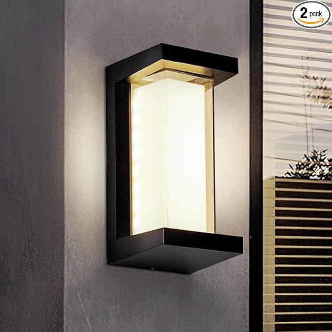LANFU 3000K LED 18W Aluminum Rectangular Outdoor Wall Sconce Exterior Light by LANFUlampsandlights