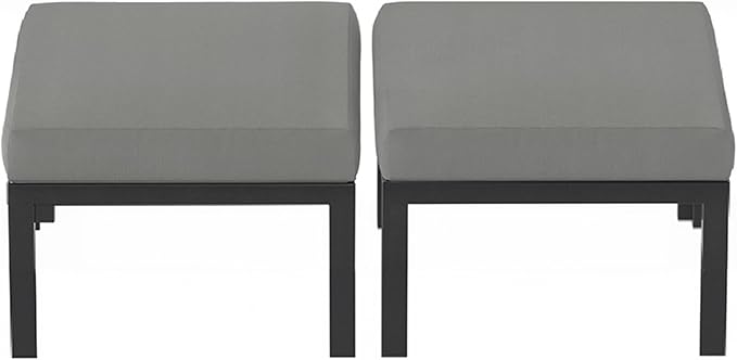 HOMREST Metal Outdoor Ottoman, 2-Piece Aluminum Footstool w/Removable Cushion by HOMREST