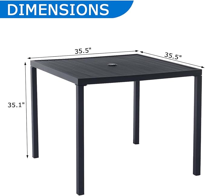 All-Weather 35.5" Square Outdoor Patio Table - Image 2