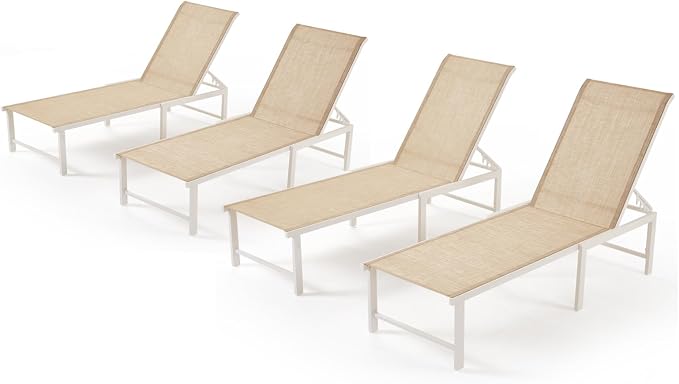 Outdoor Pool Lounge Chairs, Aluminum Patio Lounge Chairs, Five-Position - Image 9