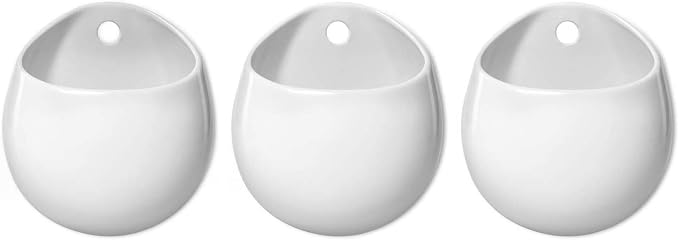 Mkono 4 Inch Wall Mounted Planter Round Ceramic Hanging Plant Holder Decorative - Image 5