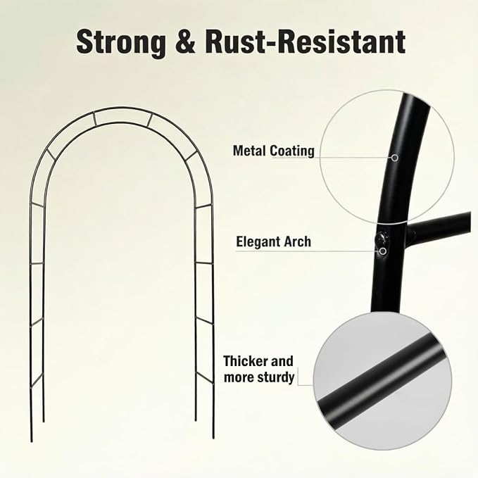 Thickened Metal Garden Arch, 16mm Pipe Diameter Heavy-Duty Garden Arbor - Image 4