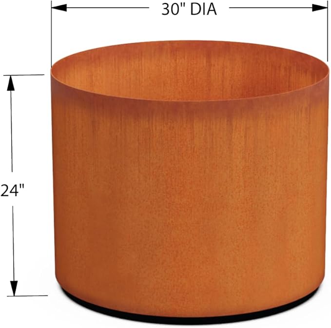 PLANTERCRAFT Corten Steel Metal Planter Box, Round Sizes, Modern Garden Steel - Image 5