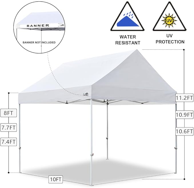 Eurmax USA Patented 10x10 Pop Up Canopy Tent Party Tent Commercial Instant - Image 3