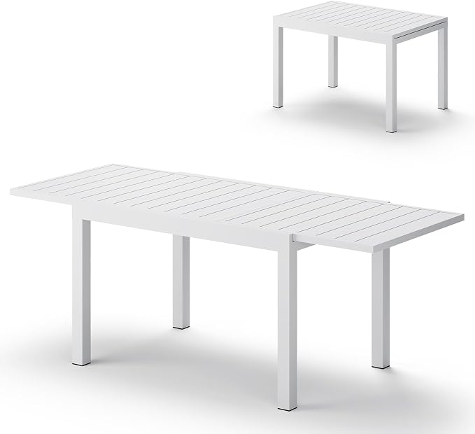 All-Aluminum Expandable Outdoor Patio Dining Table by Oasbira