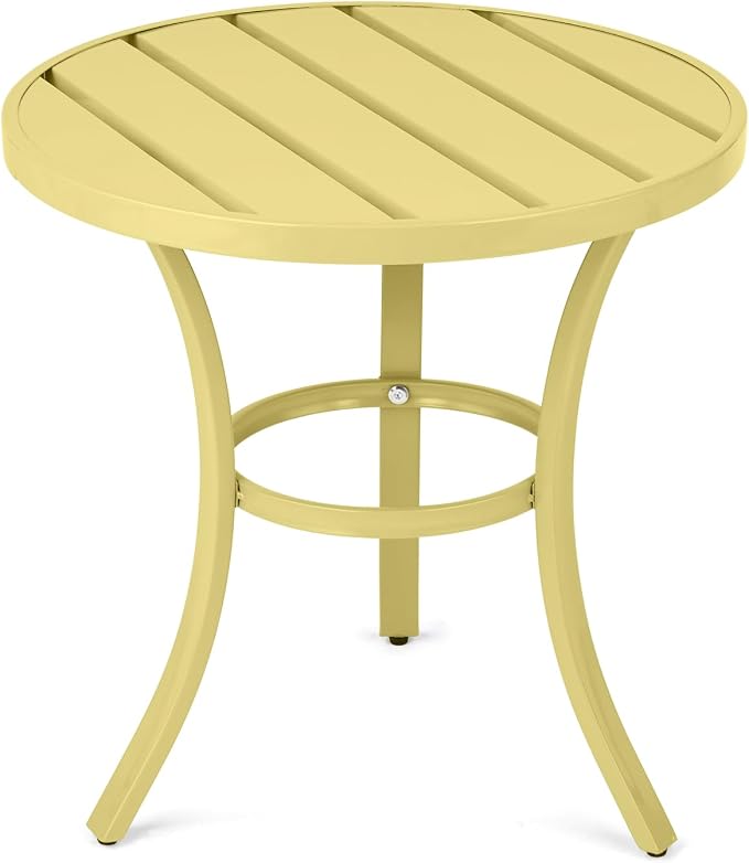 VINGLI Outdoor Side Table, Small Metal Patio End Table, Outdoor Round Table by VINGLI