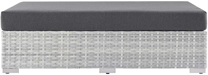 Modway Convene Wicker Rattan Outdoor Patio Rectangular Ottoman in Light Gray - Image 4