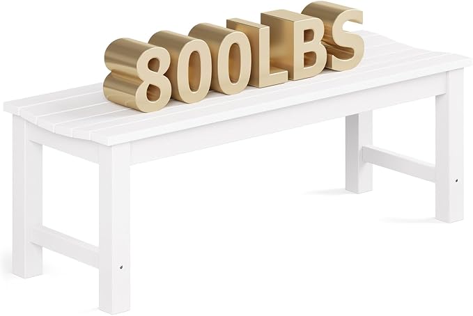Outdoor Bench, 2-Person Patio Backless Bench Holds up to 800lbs, Weatherproof by LAHAAP