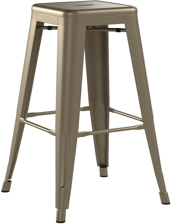 Yaheetech 24'' Metal Bar Stools Counter Height Barstools Set of 4 High Backless - Image 4