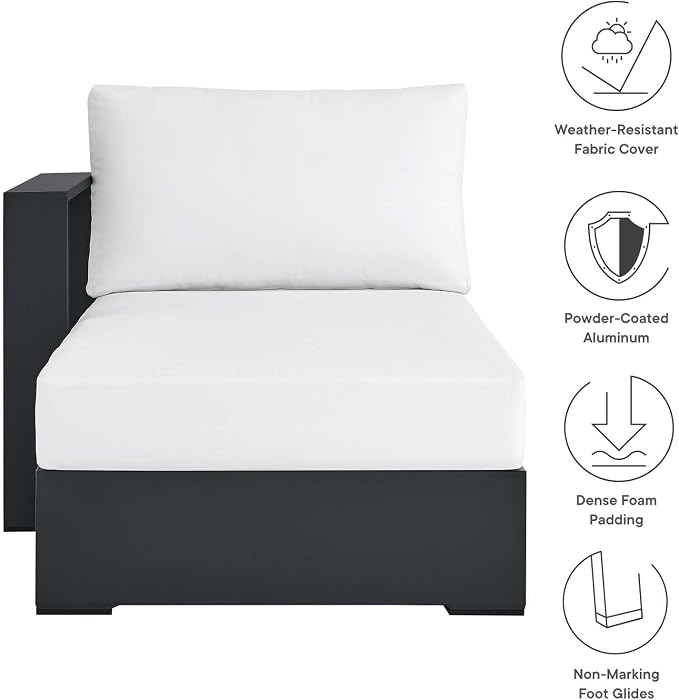 Modway Tahoe Aluminum Outdoor Chaise Lounge in Gray White - Image 7