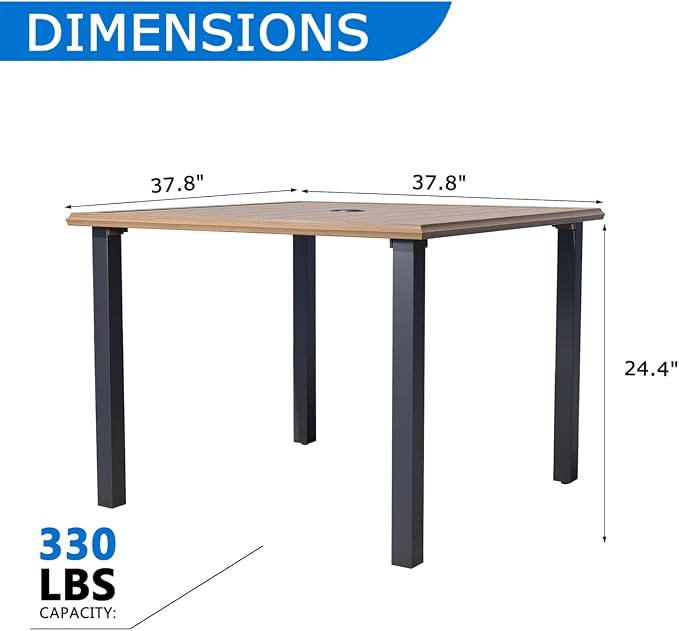 37.8'' Square Outdoor Patio Table - Image 2