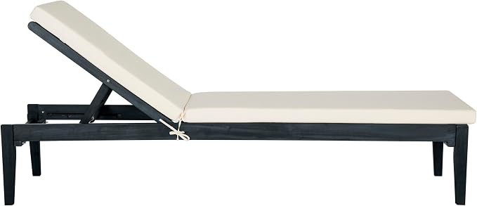 SAFAVIEH Outdoor Collection Montclair Dark Slate Grey Solid Wood/Beige Cushion - Image 4