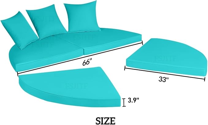 Outdoor Round daybed Cushion Cover, 4 in 1 Cushion Cover - Image 2