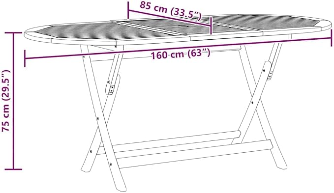 vidaXL Folding Dining Table, Oval Patio Table, Solid Eucalyptus Wood Brown - Image 3