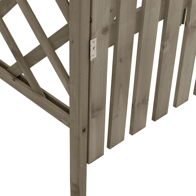 vidaXL Gray Pergola with Gate, Sturdy Solid Firwood and Pine Wood Garden Arch - Image 6