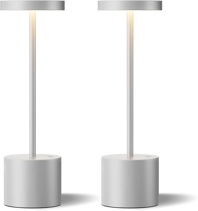 Kakanuo Silver Gray Cordless Lamp Set, Rechargeable Lamp, 3 Color Temperature - Image 8